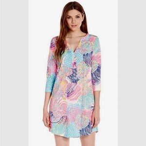 LILLY PULITZER Womens Multi Roar Of The Sea Ali Dress Sz M Beach Swim Cover-Up